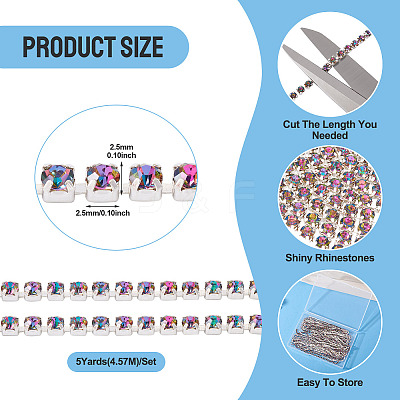 5Yards Alloy Glass Rhinestone Cup Chains AJEW-TA0002-63-1