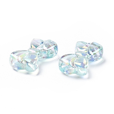 UV Plating Rainbow Iridescent Acrylic Beads OACR-H015-01-1