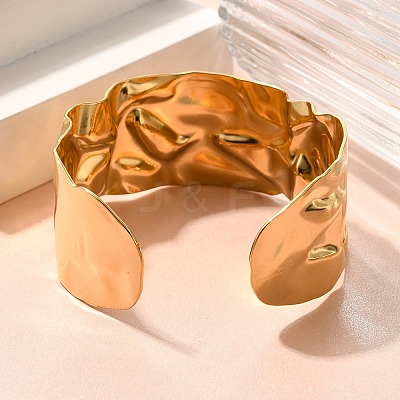 Textured 304 Stainless Steel Cuff Bangles for Women STAS-Z108-09G-01-1
