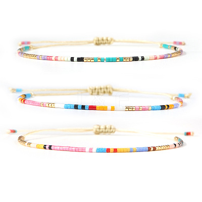 3Pcs Summer Glass Seed Bead Braided Bead Bracelets LO6994-4-1