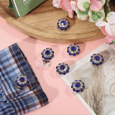 8Pcs Brass Rhinestone Cufflinks BUTT-GL0001-07A-1