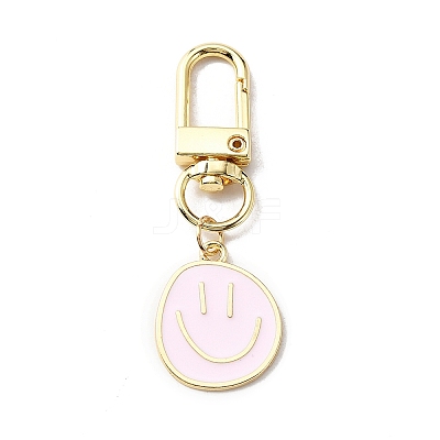 Smiling Face Enamel Pendant Decorations KEYC-WH0036-08LG-06-1