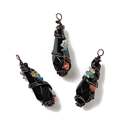 Natural Obsidian Pointed Big Pendants G-G860-03R-03-1