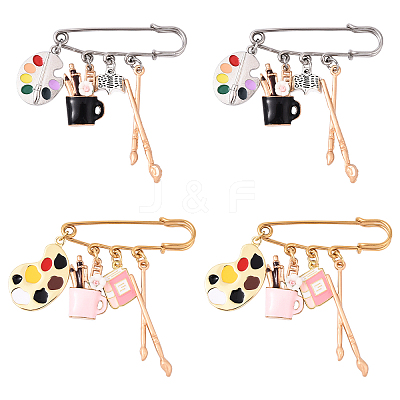 Painting 304 Stainless Steel Safety Pin Brooches JEWB-YW00001-01-1