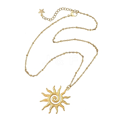 304 Stainless Steel Sun Pendant Satellite Chain Necklaces NJEW-JN06507-1