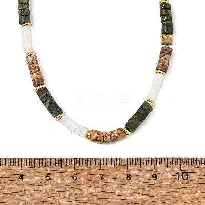 Natural African Turquoise(Jasper) and Natural Picture Jasper Bead Necklaces NJEW-JN06629-1
