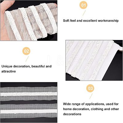 Mesh Fabric with Plastic Wheat Beads Ribbon OCOR-CA0001-15-1