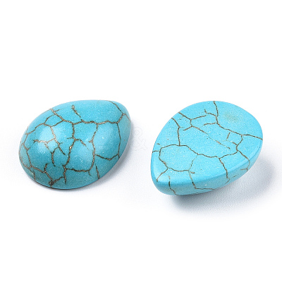 Craft Findings Dyed Synthetic Turquoise Gemstone Flat Back Teardrop Cabochons TURQ-S270-12x16mm-01-1