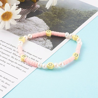 Handmade Polymer Clay Heishi Beaded Stretch Bracelets BJEW-JB06143-01-1