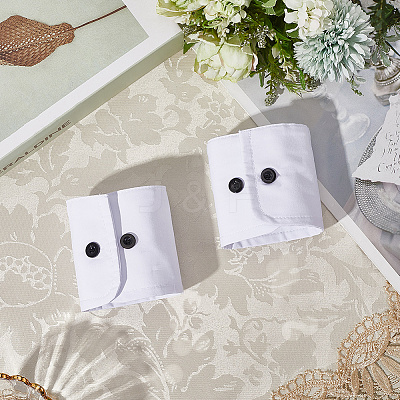 Removable Cotton Wrist Cuffs with Resin Button AJEW-WH20077-020A-1