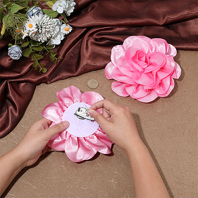 Flower Polyester Brooches JEWB-WH0039-56A-1