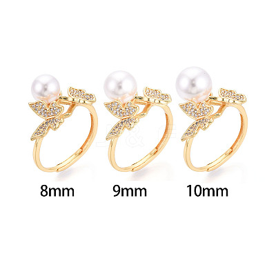 Butterfly Brass Micro Pave Clear Cubic Zirconia Adjustable Ring Settings KK-T076-30G-1