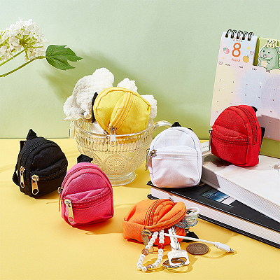 6Pcs 6 Style Casual Mini Cloth Doll Backpack AJEW-PH0004-15-1
