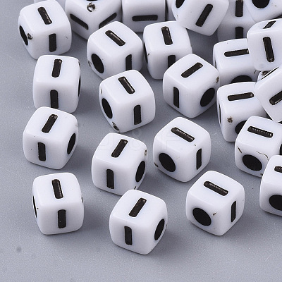 White Opaque Acrylic Beads X-MACR-R869-02I-1