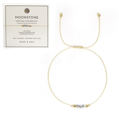 Natural Moonstone Braided Beads Bracelets for Women LS-LU0568-5-1