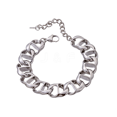 304 Stainless Steel Twisted Mariner Link Chain Bracelets for Women STAS-OY012-45P-1