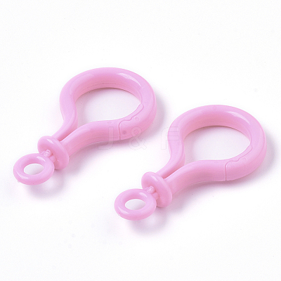 Opaque Solid Color Bulb Shaped Plastic Push Gate Snap Keychain Clasp Findings LS-KY-T021-01J-1