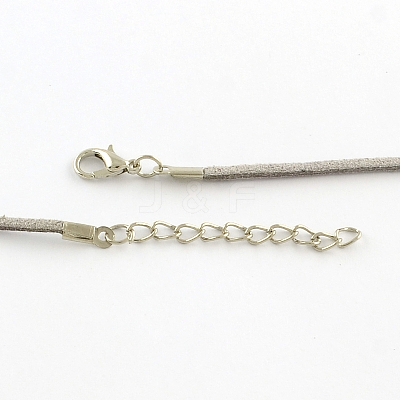 2mm Faux Suede Cord Necklace Making with Iron Chains & Lobster Claw Clasps NCOR-R029-08-1