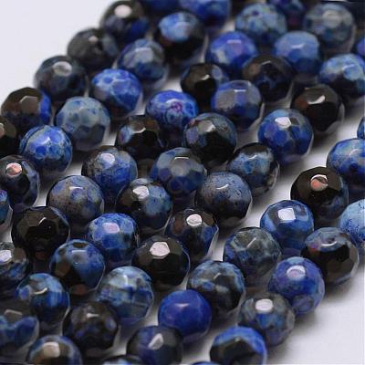 Faceted Natural Fire Crackle Agate Beads Strands G-F447-4mm-A19-1