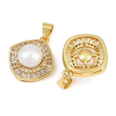 Brass Micro Pave Clear Cubic Zirconia Pendants KK-CBA6A75-43G-1