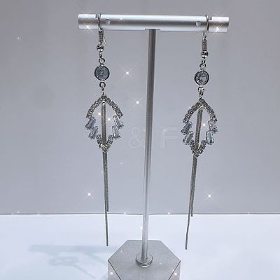 Exaggerated Clear Cubic Zirconia Tassel Dangle Earrings RO8227-1-1