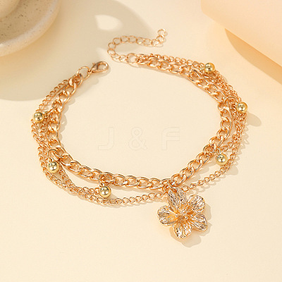 Flower Alloy Charm Chain Tassel Anklets for Women FS-WGA4657-02-1