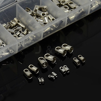 1 Box Mixed Platinum Plated Brass Cord Ends KK-X0061-P-NF-B-1