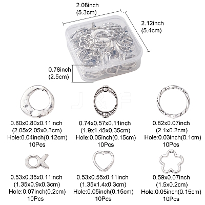 60Pcs 6 Style Alloy Bead Frame FIND-FS0001-73-1