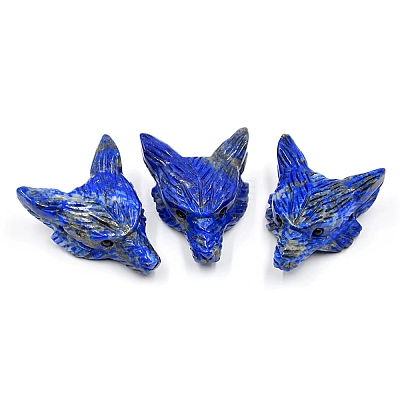 Natural Dyed Lapis Lazuli Carved Healing Wolf Head Figurines PW-WG39842-10-1