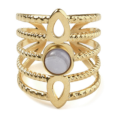 Natural Blue Lace Agate Finger Rings RJEW-U027-08G-01-1