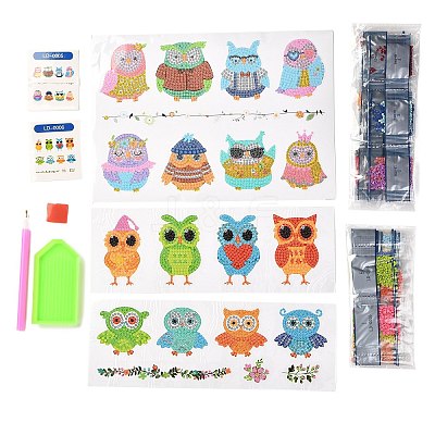 DIY Owl Diamond Painting Stickers Kits For Kids DIY-O016-02-1