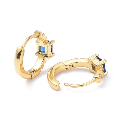 Brass Inlaid Cubic Zirconia Hoop Earrings ZIRC-P090-16G-C-1