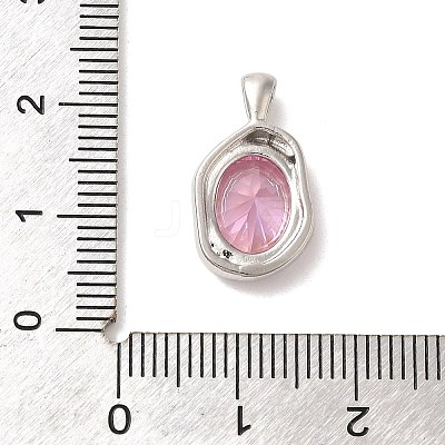 Platinum Brass Micro Pave Cubic Zirconia Pendants KK-U031-02P-03-1