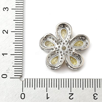 Brass Pave Cubic Zirconia 5-Petal Flower Multi-Strand Links KK-I276-30P-1