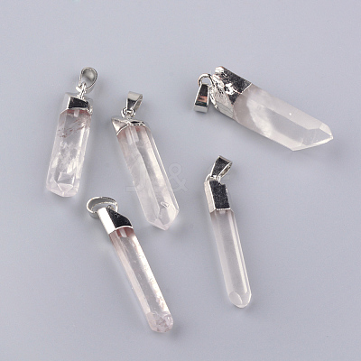 Electroplate Natural Quartz Pendants X-G-Q481-73P-1
