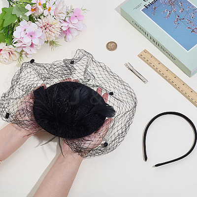 Mesh Veil Cloth Hair Bands AJEW-WH0248-740A-1