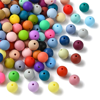 200Pcs Round Food Grade Eco-Friendly Silicone Beads SIL-CJ0001-90-1