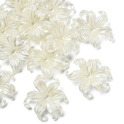 10Pcs UV Plating Iridescent Plastic Beads Caps FIND-YW0007-94F-1