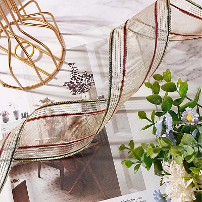 Polyester Stripe Pattern Ribbons OCOR-WH0060-43-1