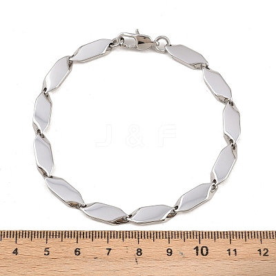 304 Stainless Steel Rhombus Link Chain Bracelets for Men Women BJEW-G766-04P-1