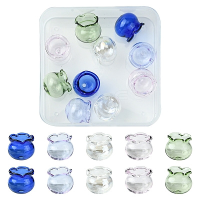 10Pcs 5 Colors Jellyfish Glass Bead Cone GLAA-FS0001-81-1