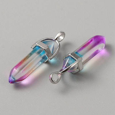 Glass Double Terminal Pointed Pendants G-WH0016-41E-1