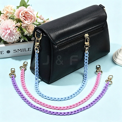 3Pcs 3 Colors Opaque Acrylic Curb Chains Bag Decorative Chains HJEW-FS00091-03-1