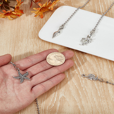 4Pcs Marine Life Alloy Charms Ceiling Fan Pull Chain Extenders HJEW-LP00017-1