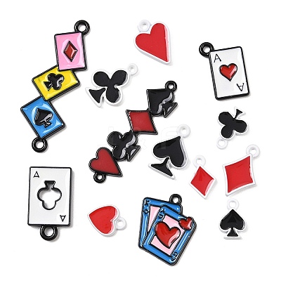 Playing Card Alloy Enamel Pendants ENAM-I078-01EB-1