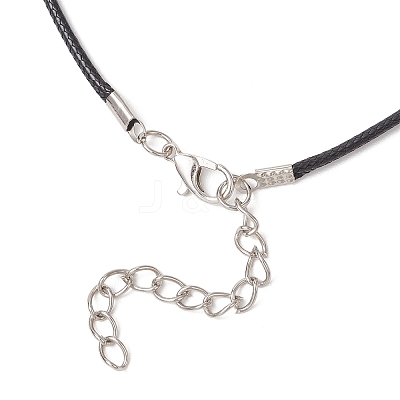 Electroplated Glass Beaded Heart Pendant Black Waxed Cotton Cord Necklaces for Women NJEW-MZ00120-02-1