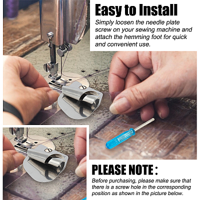 Stainless Iron Sewing Rolled Hemmer Foot TOOL-OC0001-85-1