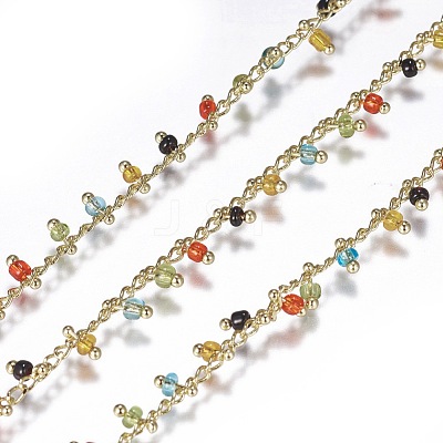 3.28 Feet Handmade Seed Beaded Chains X-CHC-N016-06I-1