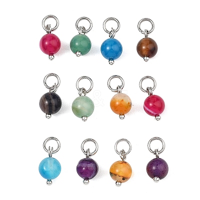 Natural Striped Agate/Banded Agate Pendants PALLOY-JF05354-02-1