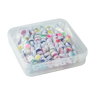 200Pcs Printed Opaque Acrylic Beads OACR-FS0001-54-1
